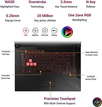 ASUS ROG Strix G15 Intel Core i7 10th Gen 10870H - (16 GB/512 GB SSD/Windows 10 Home/4 GB Graphics/NVIDIA GeForce GTX 1650 Ti/144 Hz/50 W) G512LI-HN279T Gaming Laptop  (15.6 inch, Black Plastic, 2.3 KG) - Master