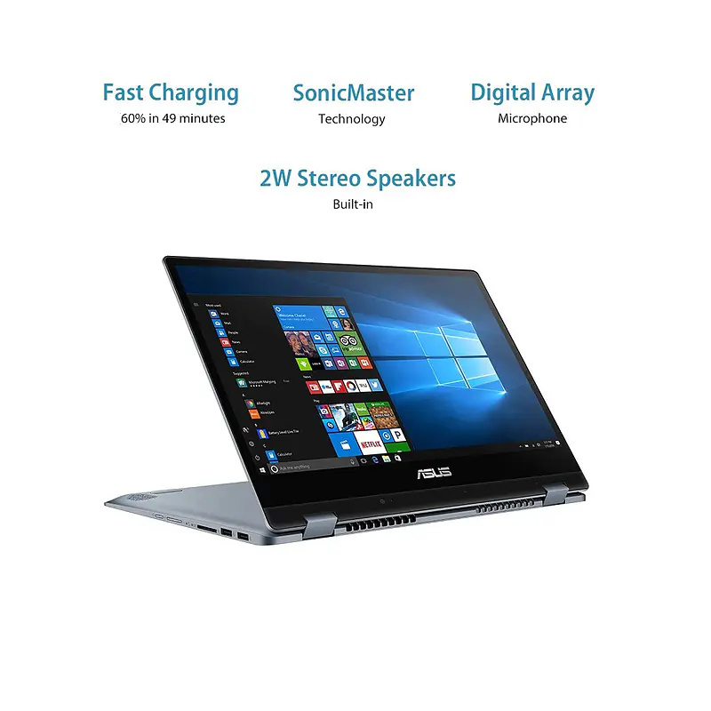 ASUS VivoBook Flip 14 (2020), Intel Core i3-10110U 10th Gen, 14" (35.56cms) FHD Touch, 2-in-1 Laptop (8GB/256GB SSD/Office 2019/Windows 10/Integrated Graphics/Blue/1.5 kg), TP412FA-EC382TS - Master