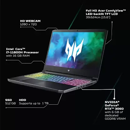acer Predator Helios 300 Core i7 11th Gen 16 GB/1 TB HDD/512 GB SSD - Master