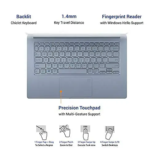 ASUS VivoBook S14 Intel Core i5-1035G1 10th Gen 14" (35.56cms) FHD Thin and Light Laptop (8GB RAM/512GB NVMe SSD + 32GB Optane Memory/Windows 10/MS Office 2019/Silver Blue/1.35 kg), S403JA-BM033TS - Master