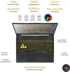 ASUS TUF Gaming F15 Laptop 15.6" (39.62 cms) FHD 144Hz, Intel Core i5-10300H 10th Gen, GeForce GTX 1650 4GB GDDR6 Graphics (8GB RAM/512GB NVMe SSD/Windows 10/Fortress Gray/2.30 Kg), FX566LH-HN257T - Master