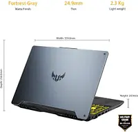 ASUS TUF Gaming F15 Laptop 15.6" (39.62 cms) FHD 144Hz, Intel Core i5-10300H 10th Gen, GeForce GTX 1650 4GB GDDR6 Graphics (8GB RAM/512GB NVMe SSD/Windows 10/Fortress Gray/2.30 Kg), FX566LH-HN257T - Master