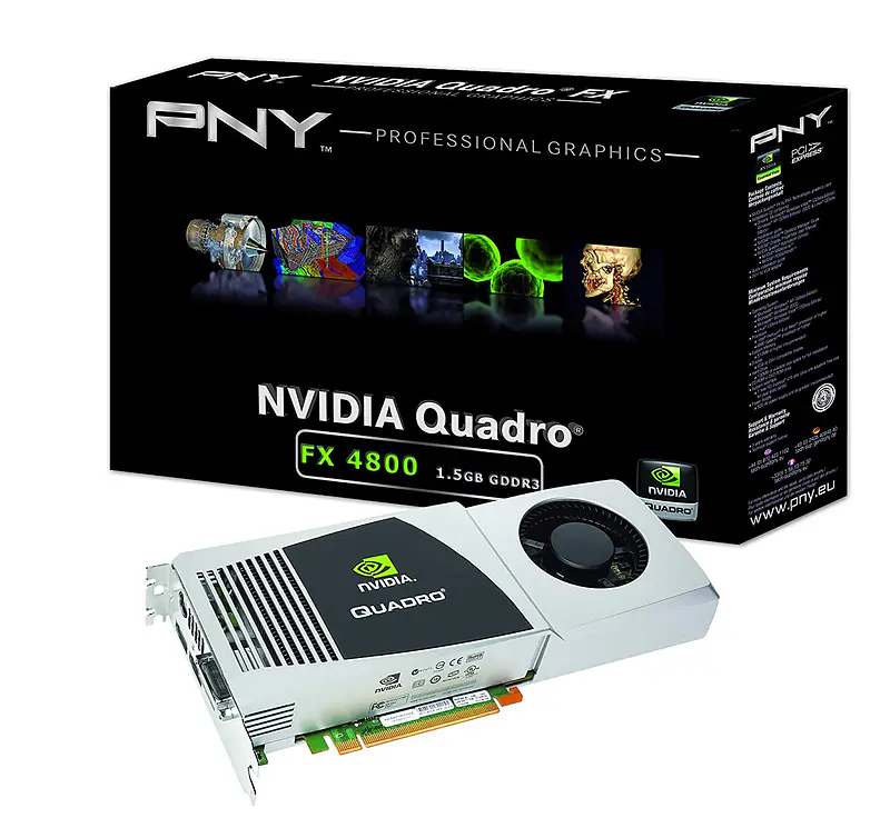 NVIDIA Quadro FX 4800 by PNY 1.5GB GDDR3 PCI Express 2.0 x16 DVI-I DL Dual DisplayPort and Stereo OpenGL, DirectX, CUDA, and OpenCL Profesional Graphics Board, VCQFX4800-PCIE-PB - Master