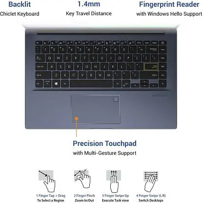 ASUS VivoBook Ultra 14 (2022) Core i3 11th Gen - (8 GB/512 GB SSD/Windows 11 Home) X413EA-EB322WS Thin and Light Laptop (14 inch, Bespoke Black, 1.40 kg, with MS Office) - Master