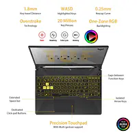 ASUS TUF Gaming F15 (2022), Intel Core i5-12500H 12th Gen, 15.6" (39.62 cm) FHD, Gaming Laptop (8GB/512GB/4GB NVIDIA GeForce RTX 3050 /Win11/1-Zone RGB Backlit KB/90WHr/Gray/2.2 kg), FX507ZC4-HN115W - Master