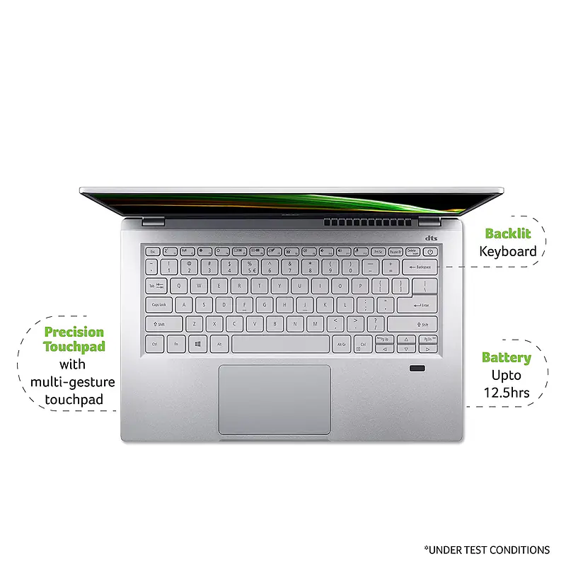 Acer Swift 3 AMD Ryzen 5 Hexa Core 5500U - (8 GB/512 GB SSD/Windows 10 Home) SF314-43 Thin and Light Laptop  (14 inch, Pure Silver, 1.2 kg, With MS Office) - Master
