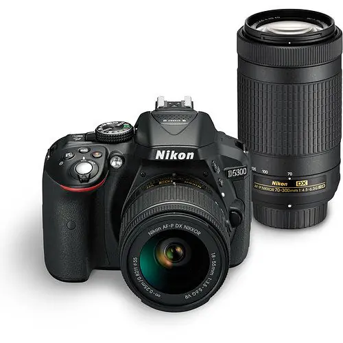 Refurb Nikon D5300 24.2MP Digital SLR Camera(Black) with AF-P 18-55 and AF-P DX NIKKOR 70-300mm f/4.5-6.3G VR Kit, Free Camera Bag and 16GB Memory Card - Master