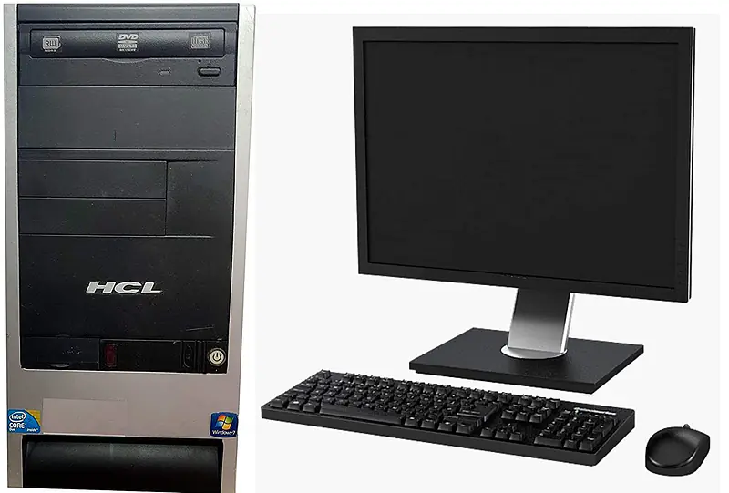 HCL Intel Pentium Windows 7 Desktop (2 GB, 250gb GB HDD, 17inch new monitor , Black)new cordless keyboard and mouse - Master