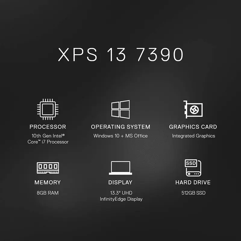 Dell XPS 13 7390 13.3 inch 4K UHD InfinityEdge Touchscreen Laptop (Silver) 10th Gen Intel Core i7-10710U, 16GB RAM, 1TB SSD, Windows 10 (Windows 10 Pro) - Master