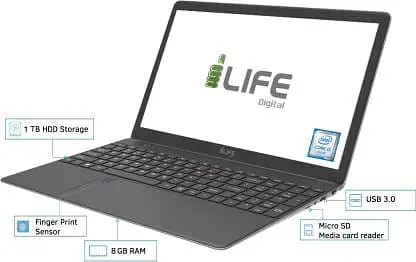 LifeDigital Zed Series Intel Core i3 5th Gen 5005U - (8 GB/HDD/1 TB HDD/DOS) Zed Air CX3 Laptop  (15.6 inch, Silver, 2.01 kg) - Master