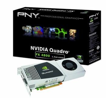 NVIDIA Quadro FX 4800 by PNY 1.5GB GDDR3 PCI Express 2.0 x16 DVI-I DL Dual DisplayPort and Stereo OpenGL, DirectX, CUDA, and OpenCL Profesional Graphics Board, VCQFX4800-PCIE-PB