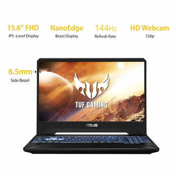 ASUS TUF Gaming FX505DT 15.6-inch FHD 144Hz Laptop, Ryzen 7  8GB RAM/1TB HDD + 256GB NVMe SSD