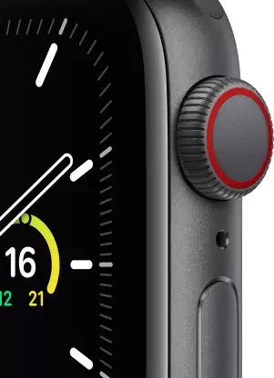 APPLE Watch SE GPS + Cellular MYEK2HN/A 40 mm Space Grey Aluminium Case with Black Sport Band  (Black Strap, Regular)