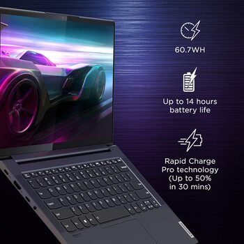 Lenovo Yoga Slim 7 Intel Core i7 10th Gen 1065G7 - (8 GB/512 GB SSD/Windows 11 Home/2 GB Graphics) 14IIL05 Thin and Light Laptop  (14 inch, Slate Grey, 1.5 kg, With MS Office)