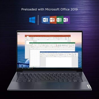 Lenovo Yoga Slim 7 Intel Core i7 10th Gen 1065G7 - (8 GB/512 GB SSD/Windows 11 Home/2 GB Graphics) 14IIL05 Thin and Light Laptop  (14 inch, Slate Grey, 1.5 kg, With MS Office)