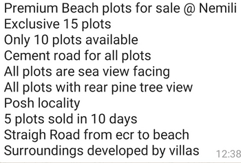 Ecr Sea Facing  House @1750RS  sqft Palm Trees Beach Farm House East Coast Road Nemmeli 1 Ground On Beach