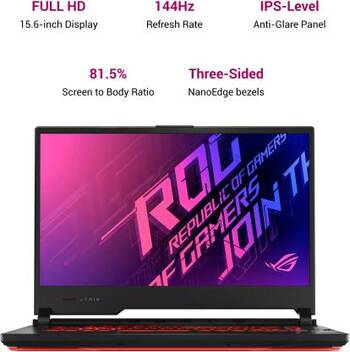 ASUS ROG Strix G15 Intel Core i7 10th Gen 10870H - (16 GB/512 GB SSD/Windows 10 Home/4 GB Graphics/NVIDIA GeForce GTX 1650 Ti/144 Hz/50 W) G512LI-HN279T Gaming Laptop  (15.6 inch, Black Plastic, 2.3 KG)