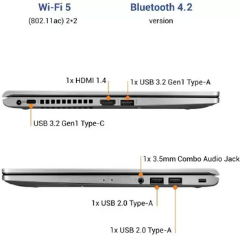 ASUS Intel Core i5 10th Gen 1035G1 - (8 GB + 32 GB Optane/512 GB SSD/Windows 10 Home) X515JA-EJ562TS Thin and Light Laptop  (15.6 inch, Transparent Silver, 1.80 Kg, With MS Office)