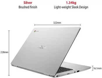 Asus Chromebook Celeron Dual Intel Core (4 Gb/64 Gb Emmc Storage/Chrome Os) C423Na-Bv0523 Thin And Light Laptop (14 Inches, Silver, 1.20 Kg) New