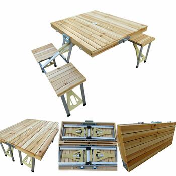 Amaze Folding Aluminium Outdoor Table With Wooden Top (Bare Table)