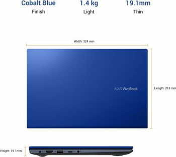 ASUS VivoBook Ultra 14 Intel Core i5 10th Gen 1035G1 - (8 GB/1 TB SSD/Windows 10 Home) X413JA-EK277TS Thin and Light Laptop  (14 inch, Cobalt Blue, 1.40 kg, With MS Office)