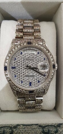 Gold DIAMOND ROLEX WATCH FOR MEN DATEJUST WITH DIAMOND BEZEL & FACE 20C