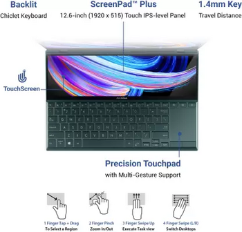 ASUS Zenbook Duo 14 (2021), Intel Core I5-1135G7 11Th Gen, 14 Inches Fhd Dual-Screen Touch Laptop (16Gb/512Gb Ssd/2Gb Geforce Mx450 Gpu/Office 2019/Windows 10/Celestial Blue/1.62 Kg), Ux482Eg-Ka521Ts