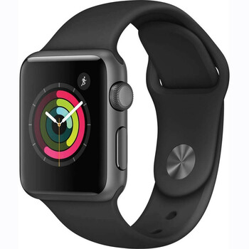 Apple Watch Series 1 38mm Smart Watch Space Gray Aluminum Case Black Sport Band Hilaptop India cheapest Online Shopping India Buy mobiles laptops desktop refurbished Free Shipping and