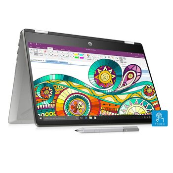 HP Pavilion x360 Intel Core i3 8th Gen 14-inch Touchscreen 2-in-1 FHD Thin and Light Laptop (4GB/1TB+8GB SSHD/Windows 10 Home/MS Office/Natural Silver/1.59 kg), cd0077TU