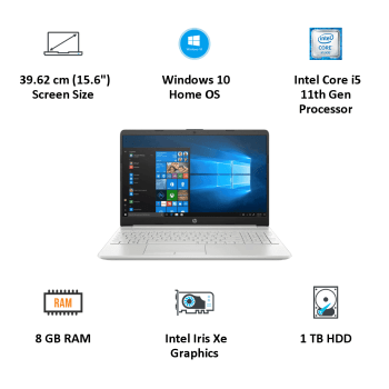 New HP 15s-du3032TU Core i5 11th Gen 8GB RAM, 1TB HDD
