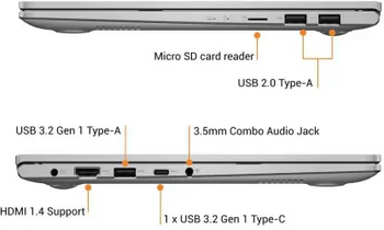 ASUS VivoBook Ultra K14 Intel Core i3-1115G4 14 inches Laptop (8GB RAM/512 GB NVMe SSD/Windows 10 Home+McAfee/Ms Office H&S 2019/FHD IPS/ UHD Graphics /FP Reader/Silver/1.4 kg) - K413EA-EB303TS