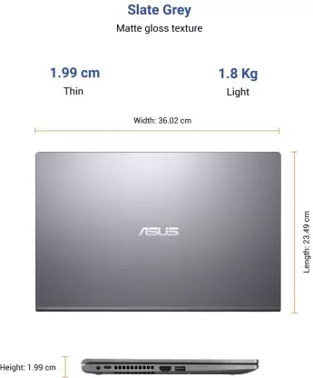 ASUS VivoBook 15 Intel Core i3 10th Gen 1005G1 - (4 GB/HDD/1 TB HDD/Windows 10 Home) X515JA-BR381T Thin and Light Laptop  (15.6 inch, Slate Grey, 1.80 kg)