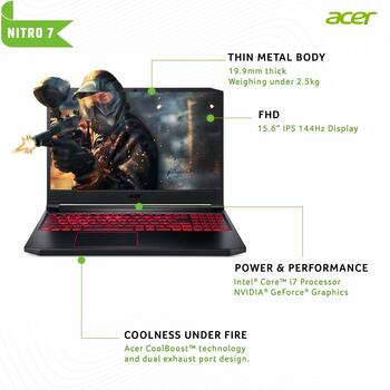 Acer Nitro 7 9th Gen Core i7 15.6-inch Gaming Laptop (8GB/1TB SSD /Windows 10/6GB Graphics/Obsidian Black/2.5kg), AN715-51